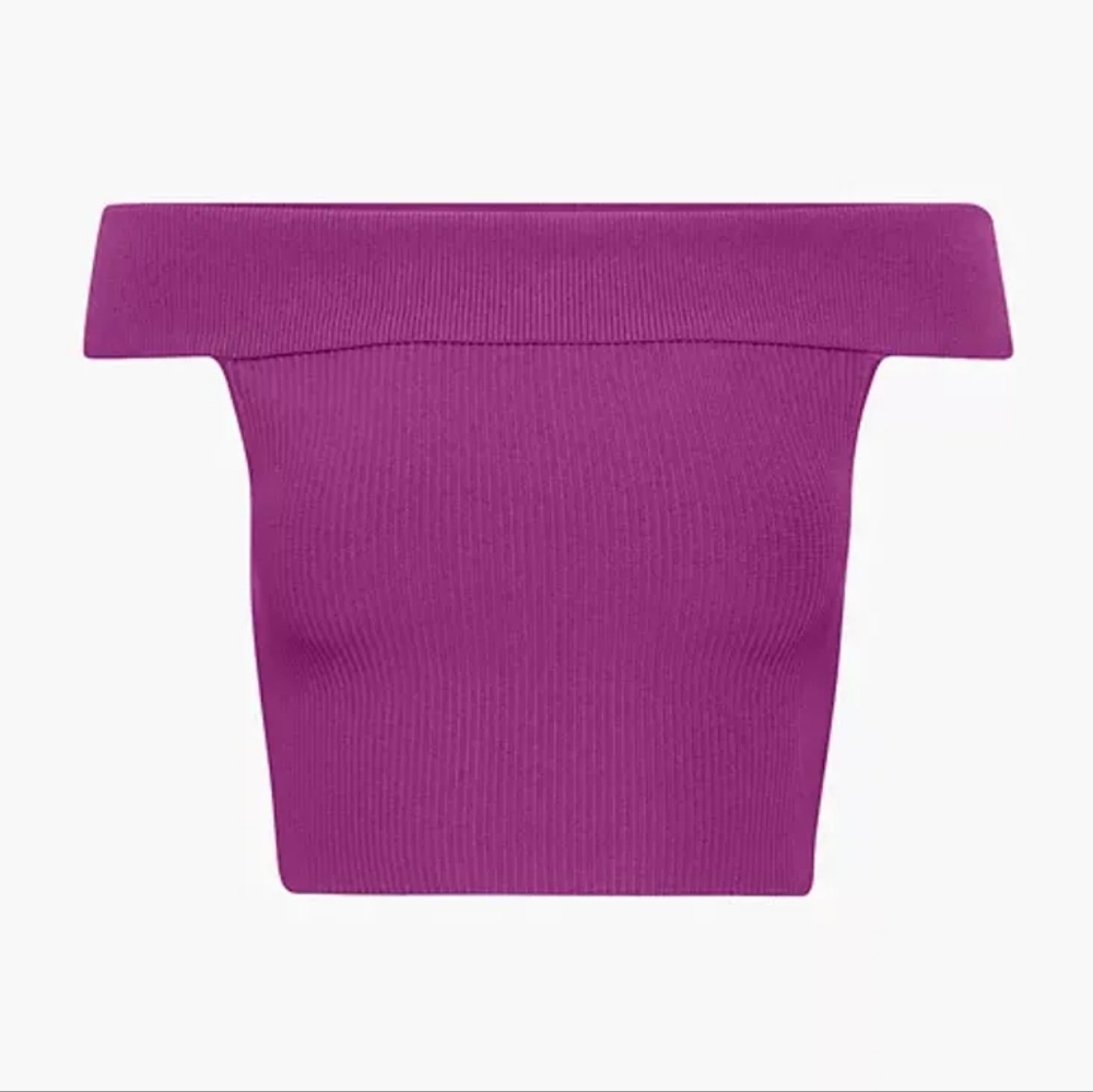 Babaton sculpt knit off-shoulder Top Ribbed In Ube Purple size XS - Picture 1 of 4